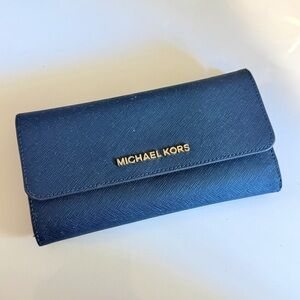 Michael Kors Dark Blue Tri Fold Wallet